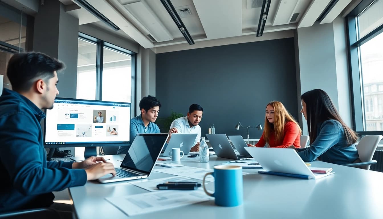 Responsive web design NYC team collaborating in a modern office environment.