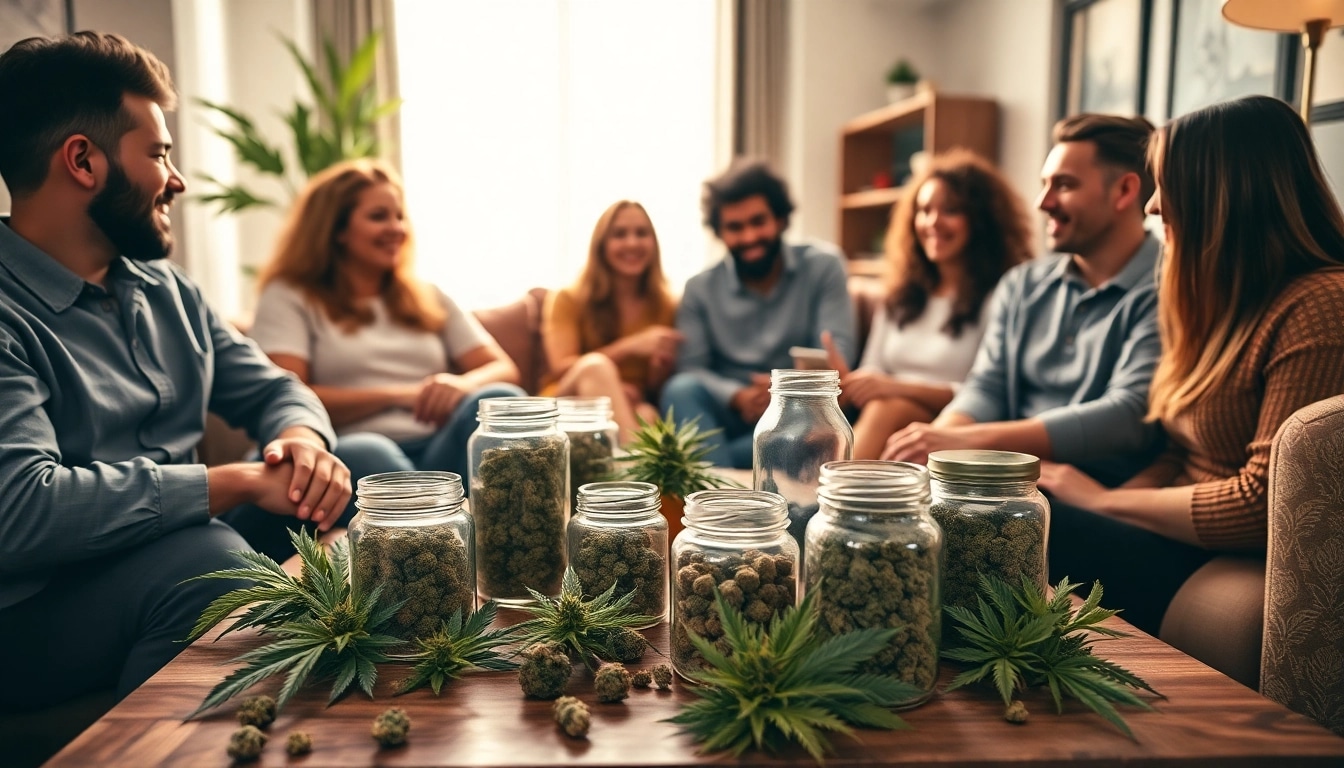 Can you buy weed on the internet showcased in a friendly gathering with cannabis products.