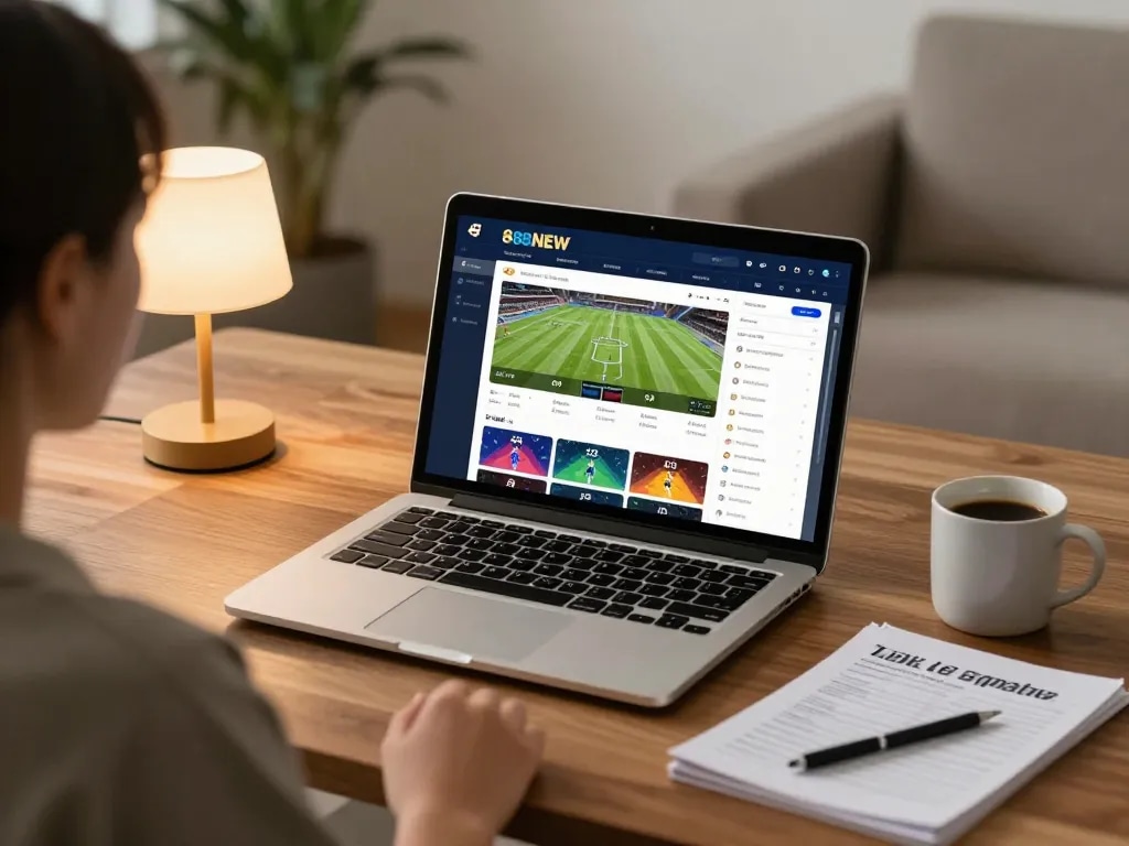 Betting on 888NEW sports from a cozy home setup with a laptop and strategy notes