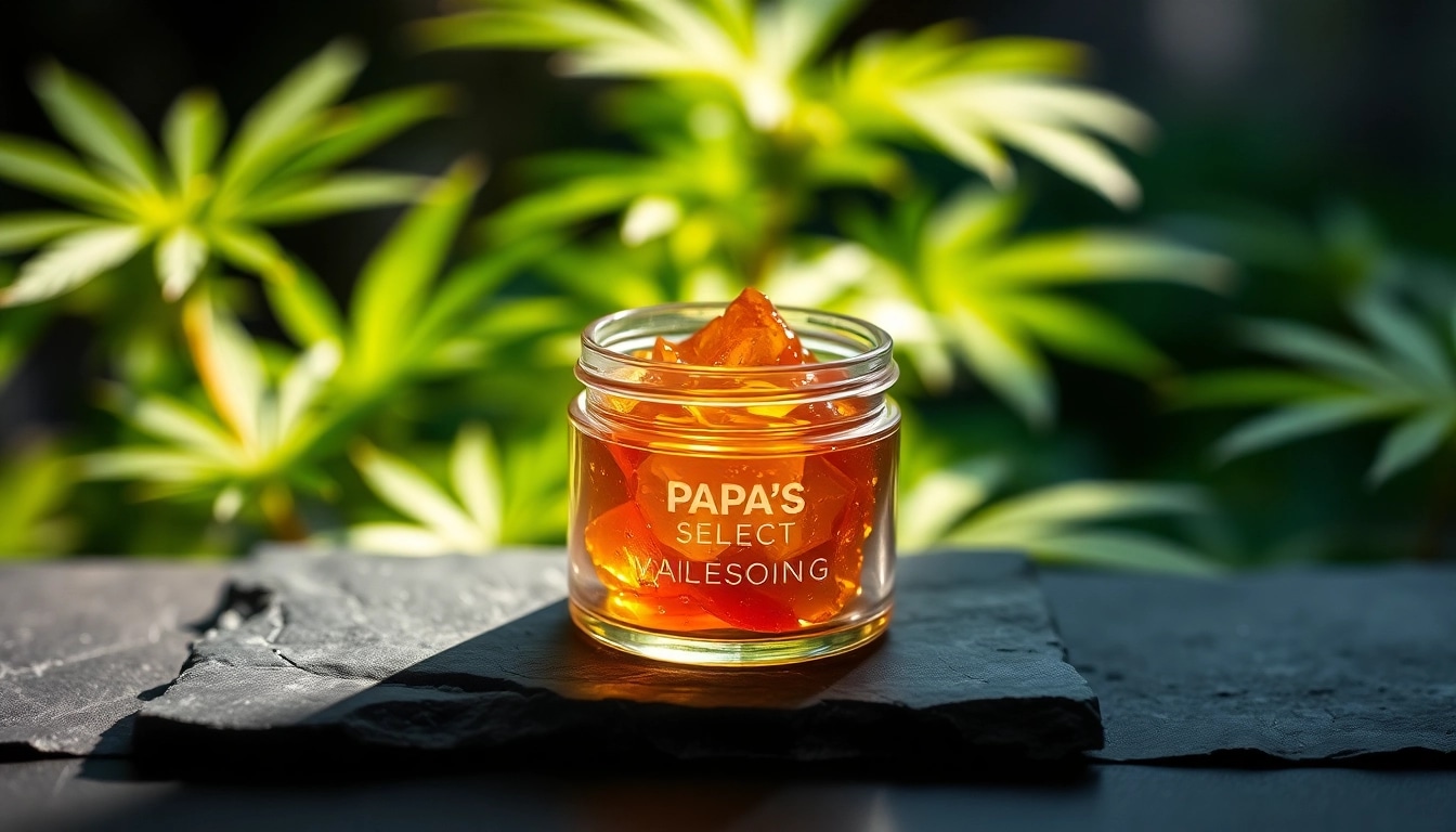Showcase of papa's select rosin in a sleek jar, highlighting its premium texture and color.