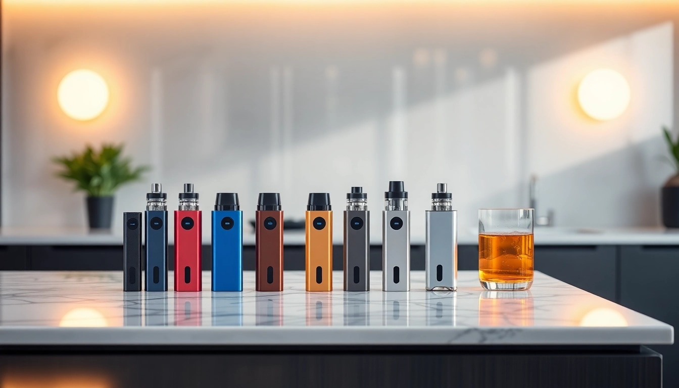 Showcase of diverse pod kits highlighting innovative designs and vibrant colors for vaping enthusiasts.