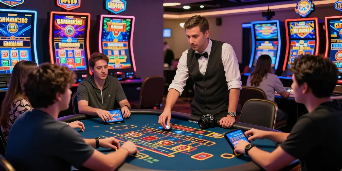 Engaging live dealer scene at Garuda303's online gambling platform, showcasing excitement and diverse players.