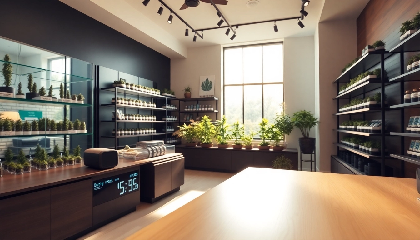 Check buying weed prices displayed in a stylish cannabis shop interior