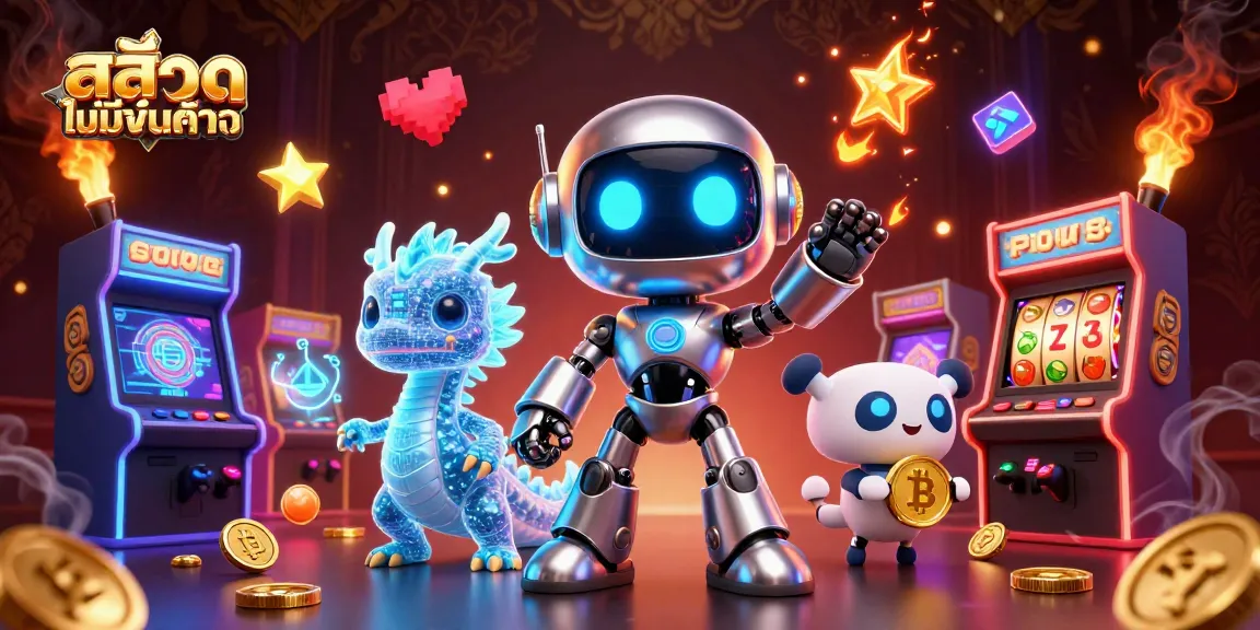 Engage in thrilling gameplay with สล็อตไม่มีขั้นต่ำ, surrounded by vibrant game elements and characters.