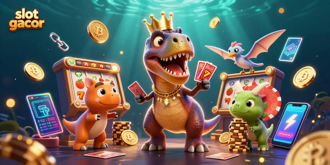 Engage with slot gacor action featuring unique 3D characters amidst vibrant casino elements.