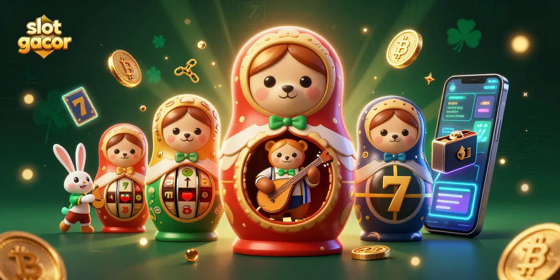 Experience the thrill of slot gacor with cartoon casino characters and vibrant gambling elements in a rich 3D scene.
