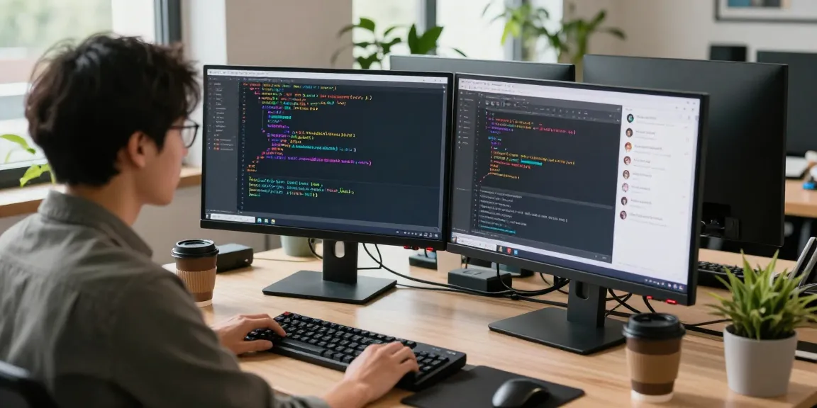 Programmer optimizing telegram中文版 interface in modern workspace