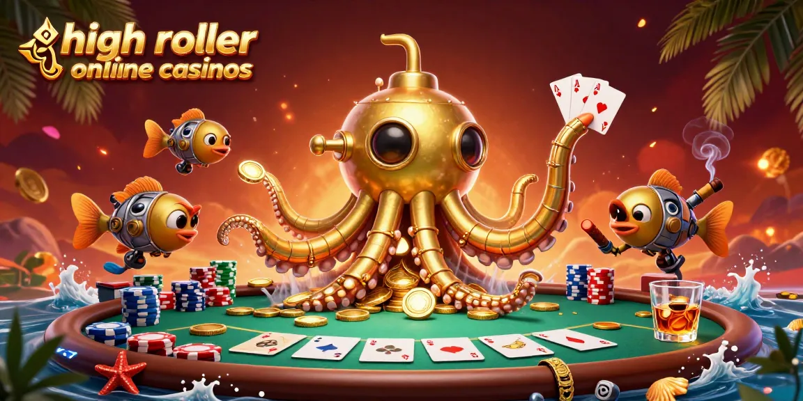 Experience the excitement of high roller online casinos with vibrant poker dynamics and underwater adventure.