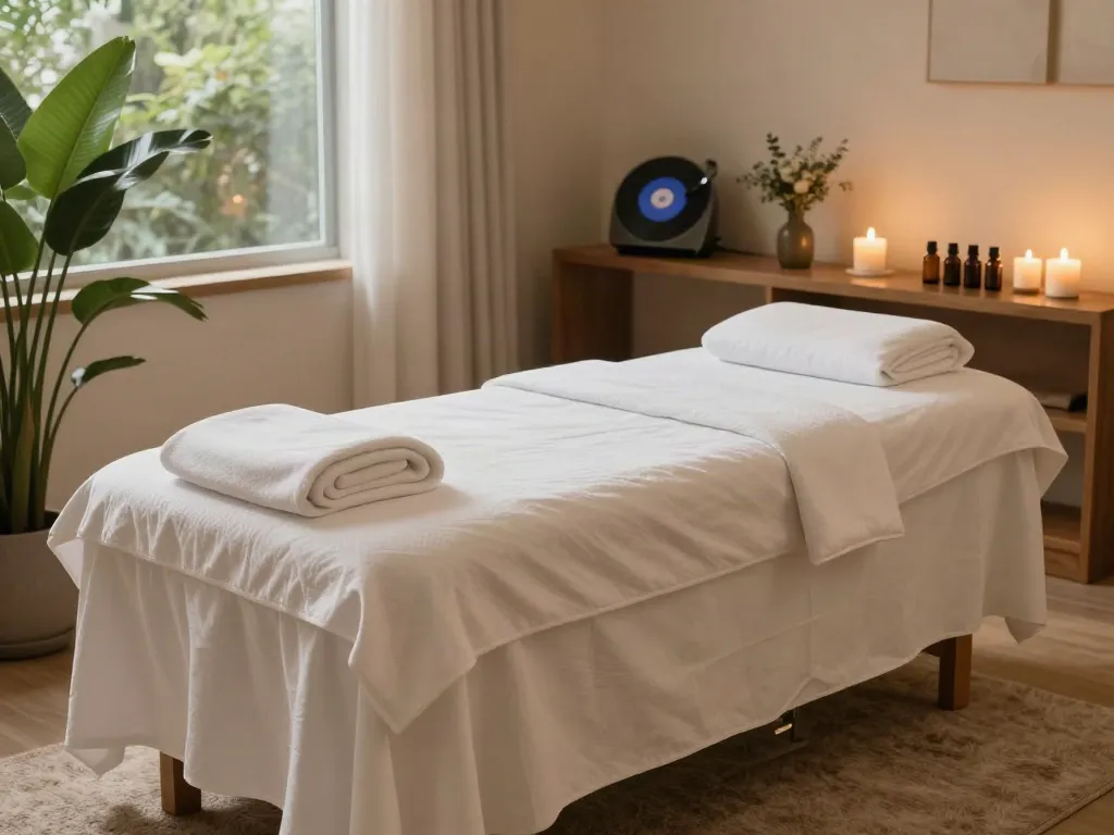 Serene 신촌출장마사지 spa setting with calming decor and ambient light.