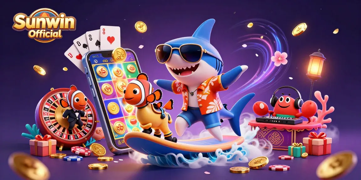 Win big with Sunwin Official in a vibrant 3D casino world full of gold coins and games.