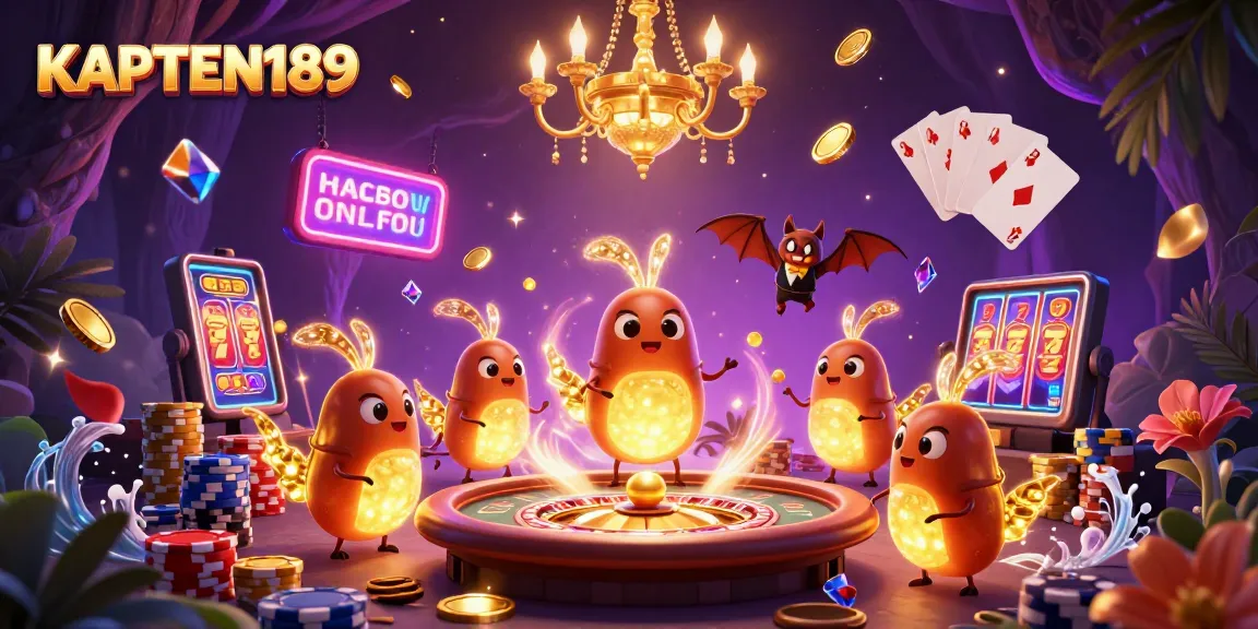 KAPTEN189 menyajikan suasana kasino yang meriah dengan karakter unik dan elemen permainan slot yang menakjubkan.