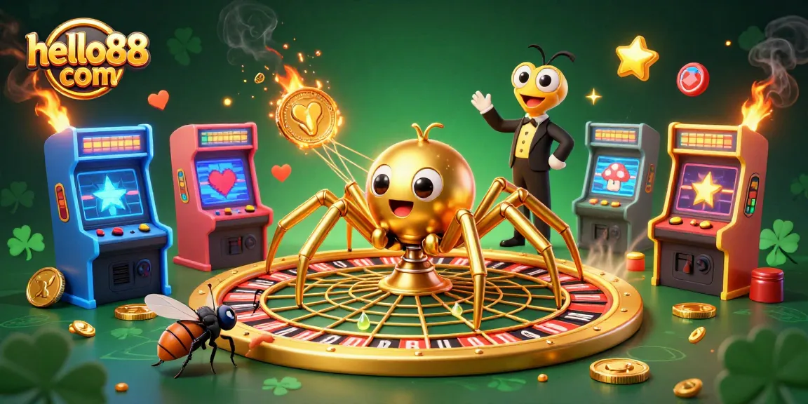 Engage with hello88 com's thrilling casino world with a spider dealer and vibrant gaming elements!