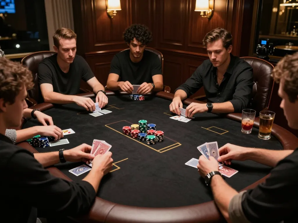 Engaged players at a poker game in a luxurious setting while exploring s8.com strategies.