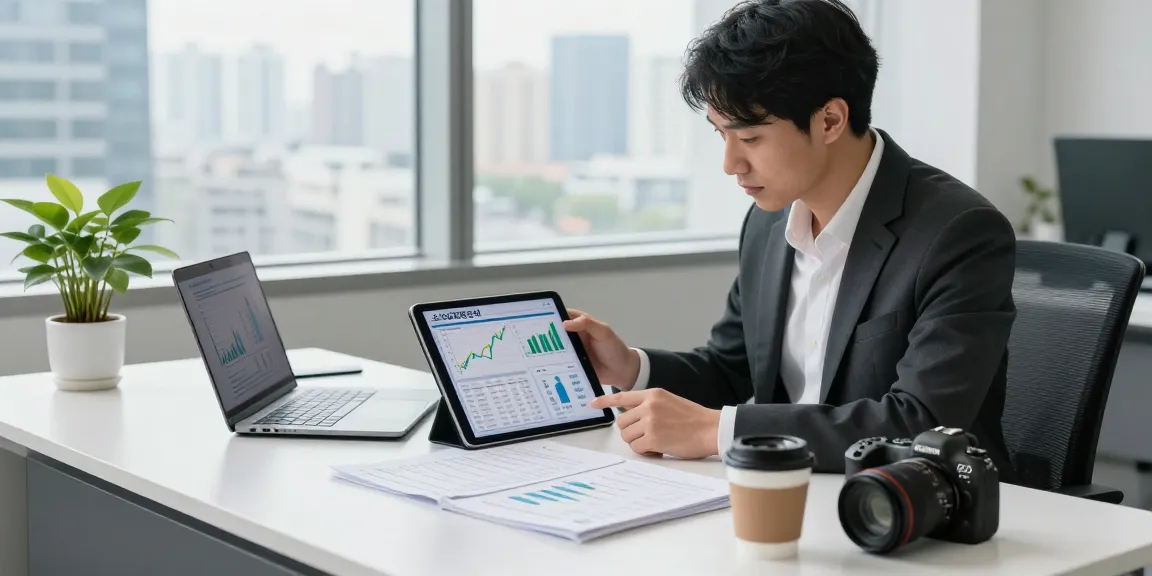 Professional reviewing financial data on 소액결제현금화 in modern office setup.