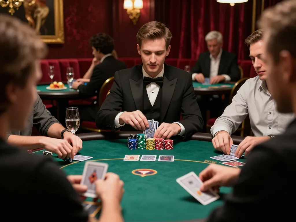 Watching players strategize during a poker game in a luxurious casino from the hidden wiki website for dark web strategies.