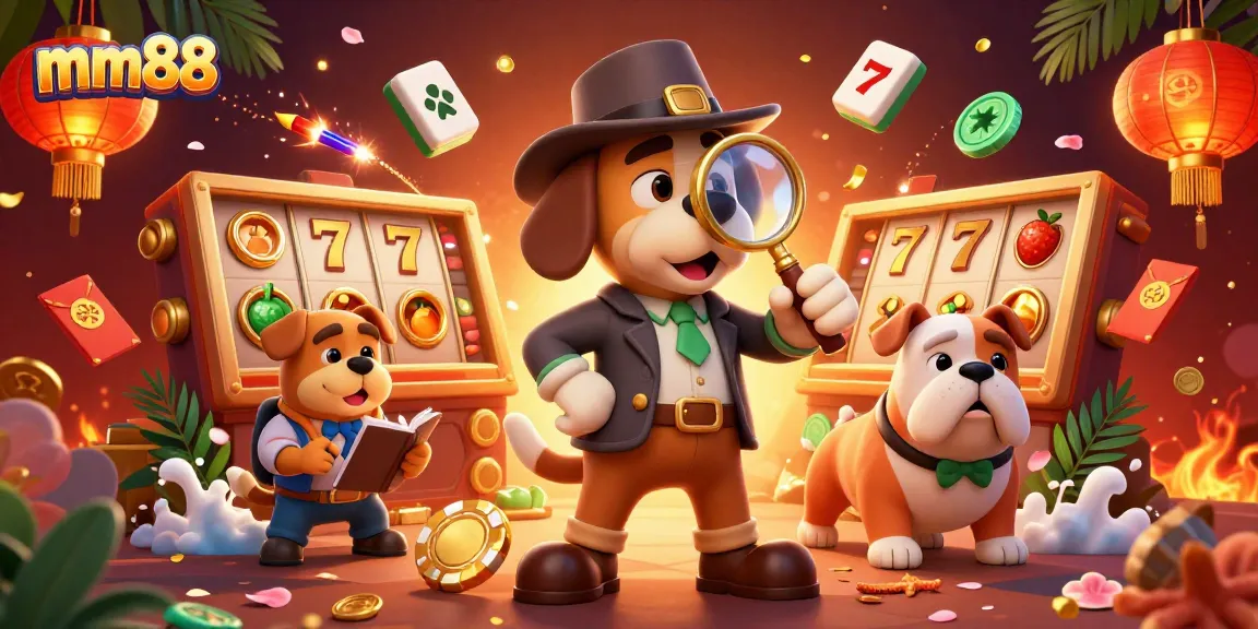 Join the mm88 adventure as a detective explores a vibrant casino scene full of winnings