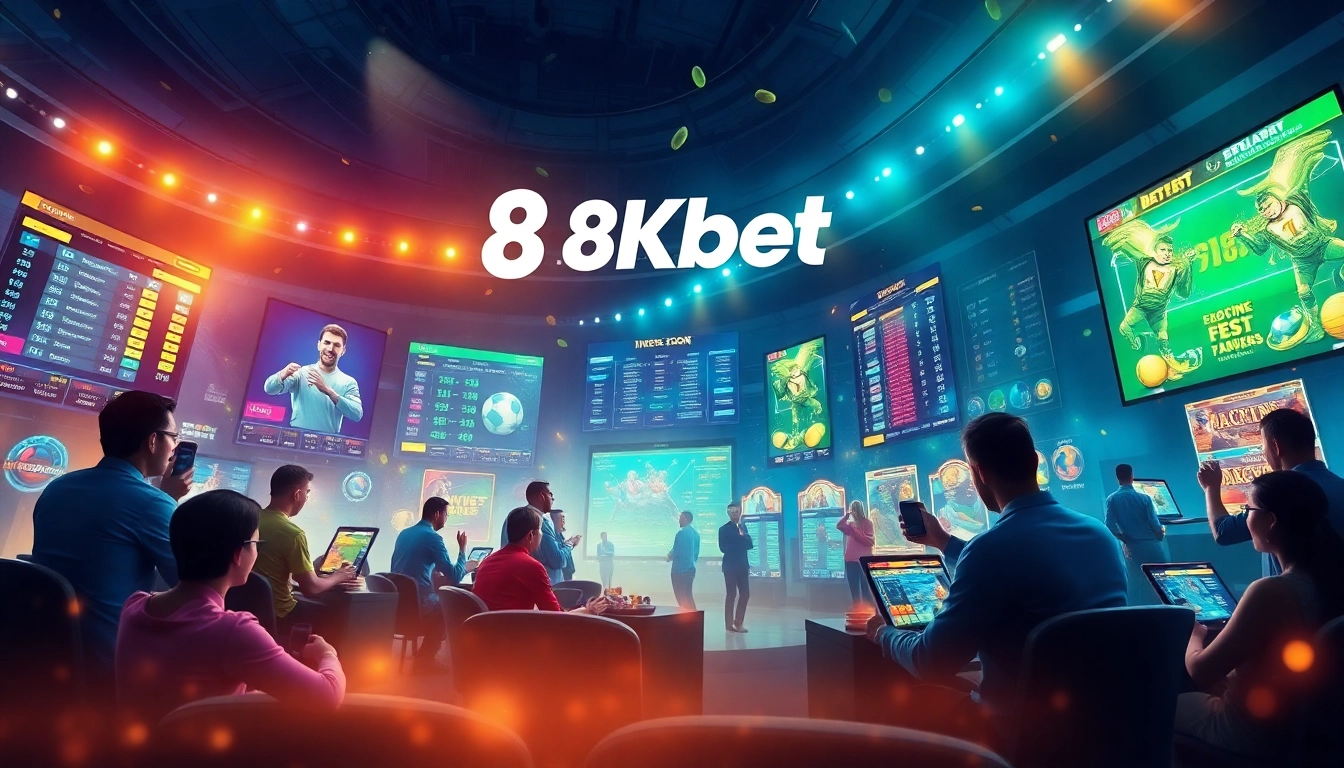 Engaging scene of online betting at 8Kbet with vibrant colors and interactive elements.