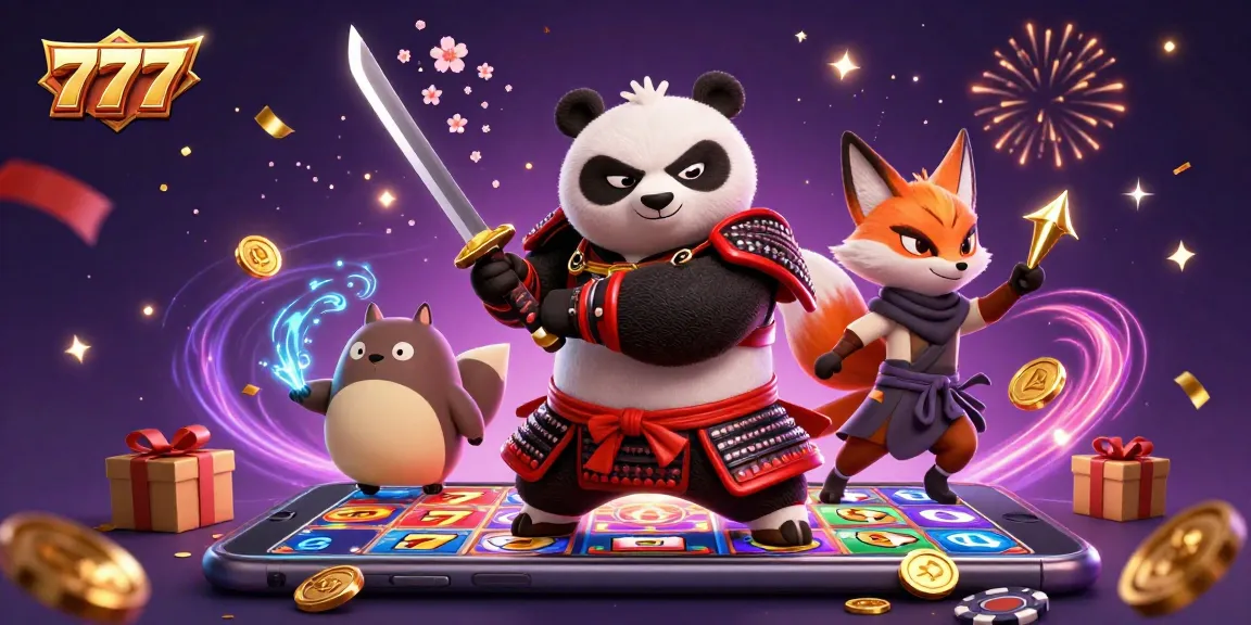 Join the 777 slot action with vibrant characters showcasing exciting casino game elements.