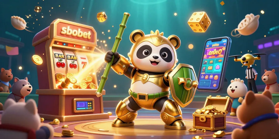 Sbobet showcases exhilarating sports betting scenes with unique casino-themed characters in a vibrant arena.