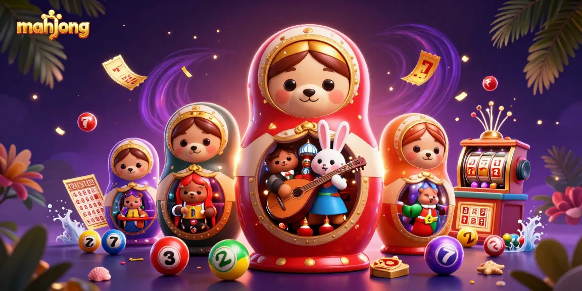 Experience the excitement of mahjong as colorful slot elements and casino bear characters unfold in a dynamic, rich scene.