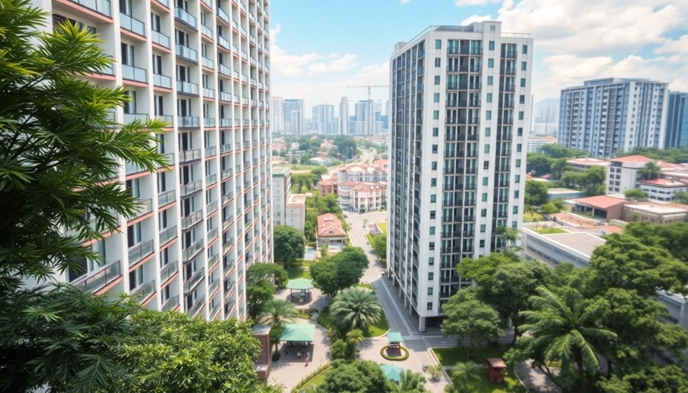 Tampines EC luxury executive condominium mockup in a vibrant urban setting.