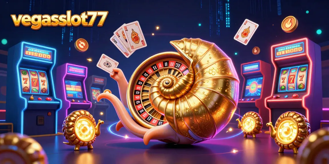 Engage with thrilling slots at vegasslot77 with colorful arcade machines and a giant nautilus as a roulette.