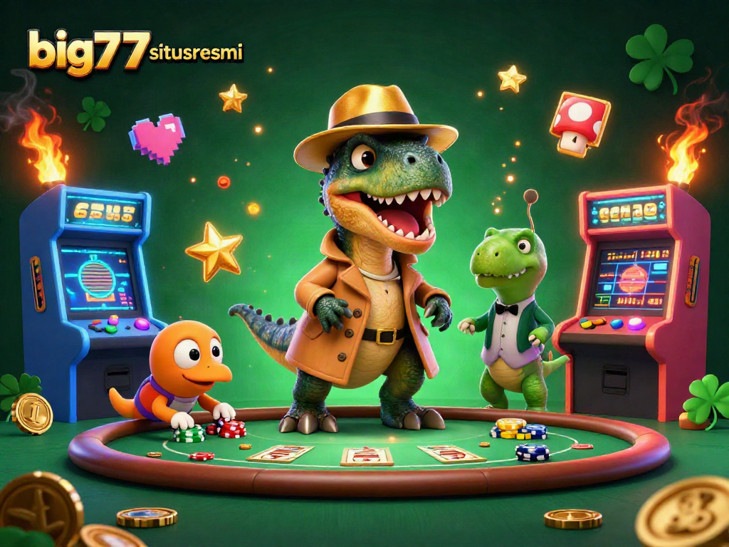 Watch a velociraptor card counter at the big777situsresmi blackjack table amid casino-themed chaos.