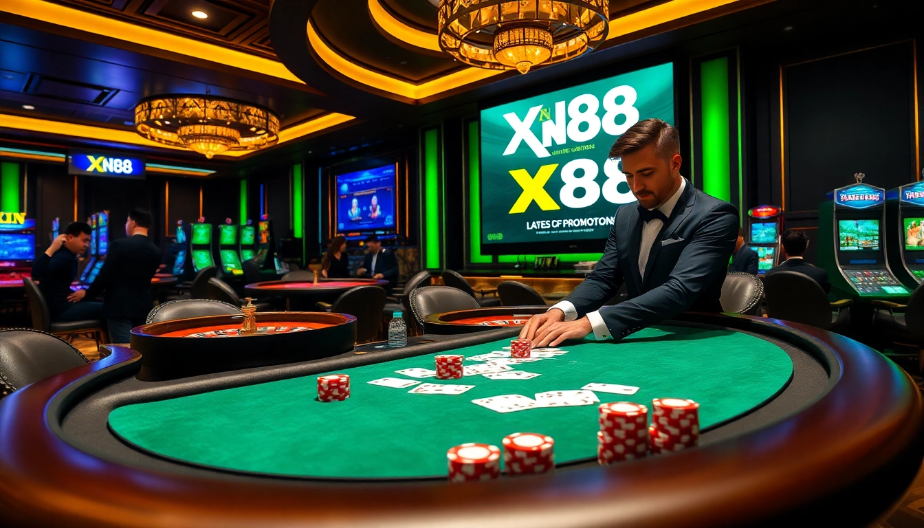 Experience thrilling gameplay at XN88's premier casino, showcasing poker chips and cards.