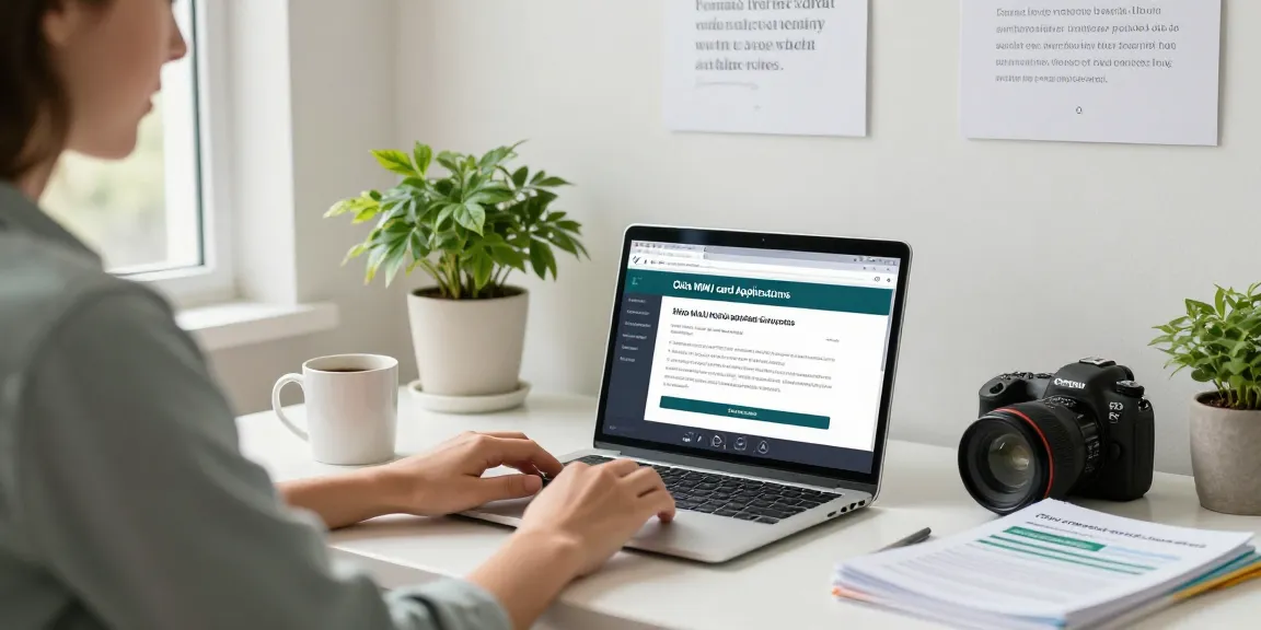 Ohio MMJ card application process in a modern home office setting with a person working on a laptop.