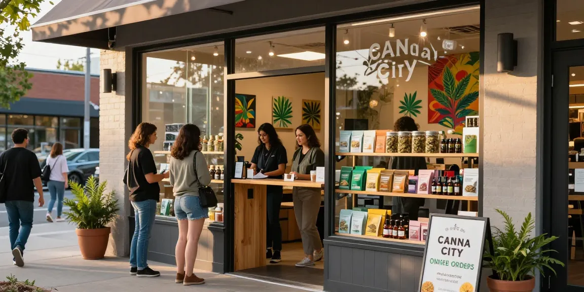 Buy cannabis UK with premium products displayed in a welcoming shop environment at Canna City.