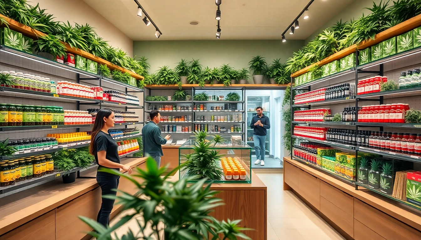 Explore the vibrant Weed Store with friendly staff and a variety of cannabis products on display.