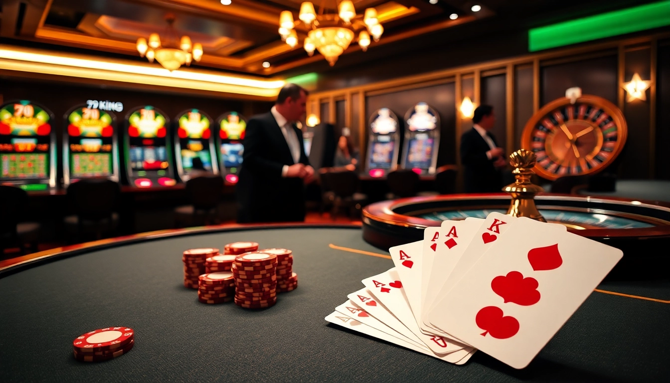 79king players enjoying an exciting poker game with winning cards and glamorous casino elements.