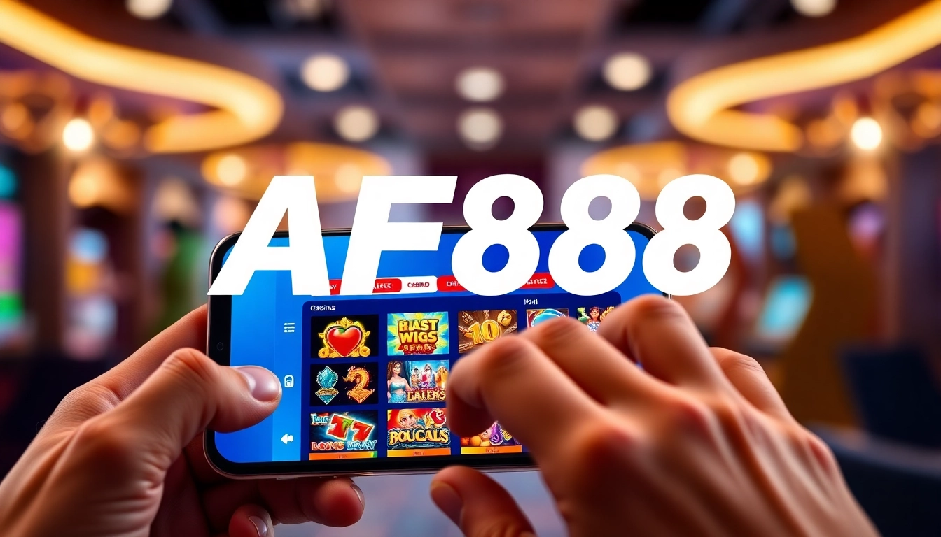 Engaging AF88 online gaming experience on a smartphone with vibrant casino graphics.