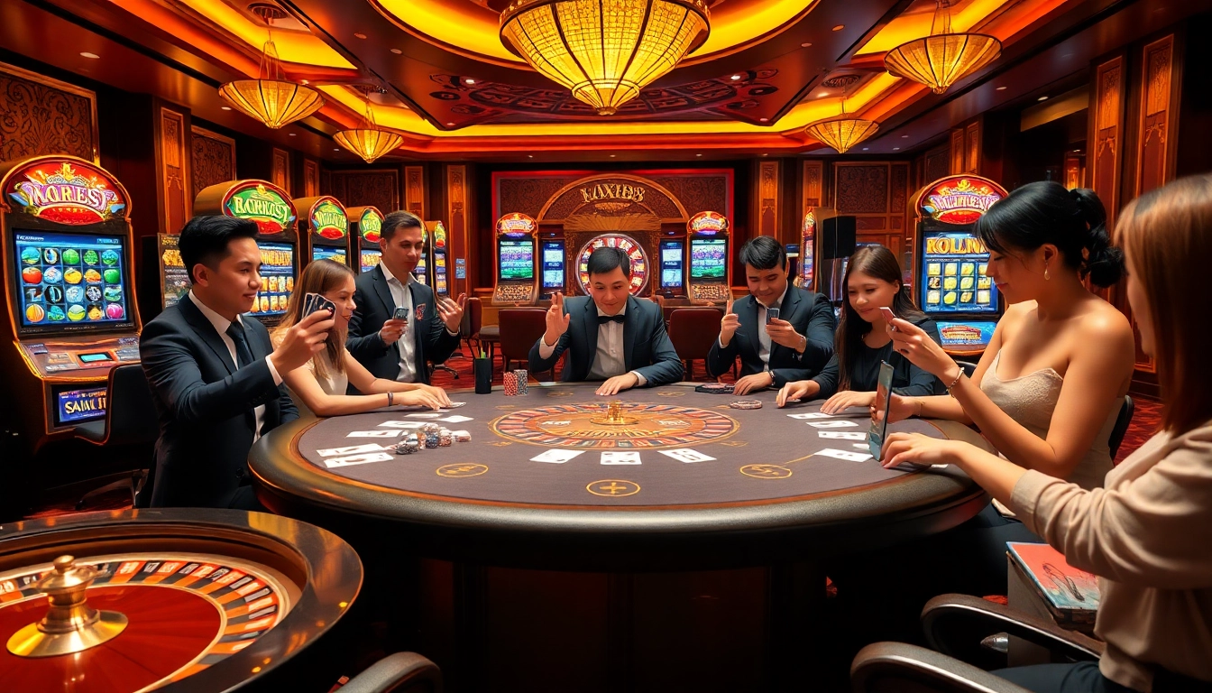 Experience the thrill of link vào XX88 with players engaging at a luxury casino table.