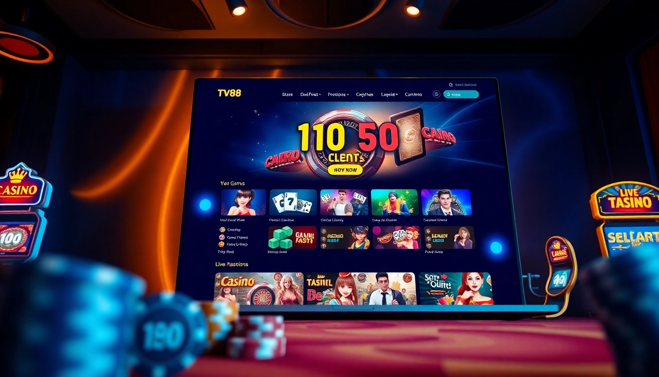 Experience the engaging gaming interface of TV88, showcasing diverse casino options.