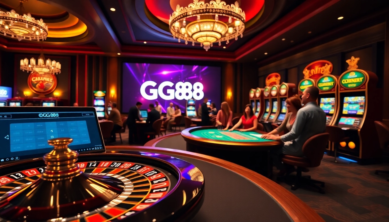Experience the thrill of gambling with GG88 at a luxurious casino setup.
