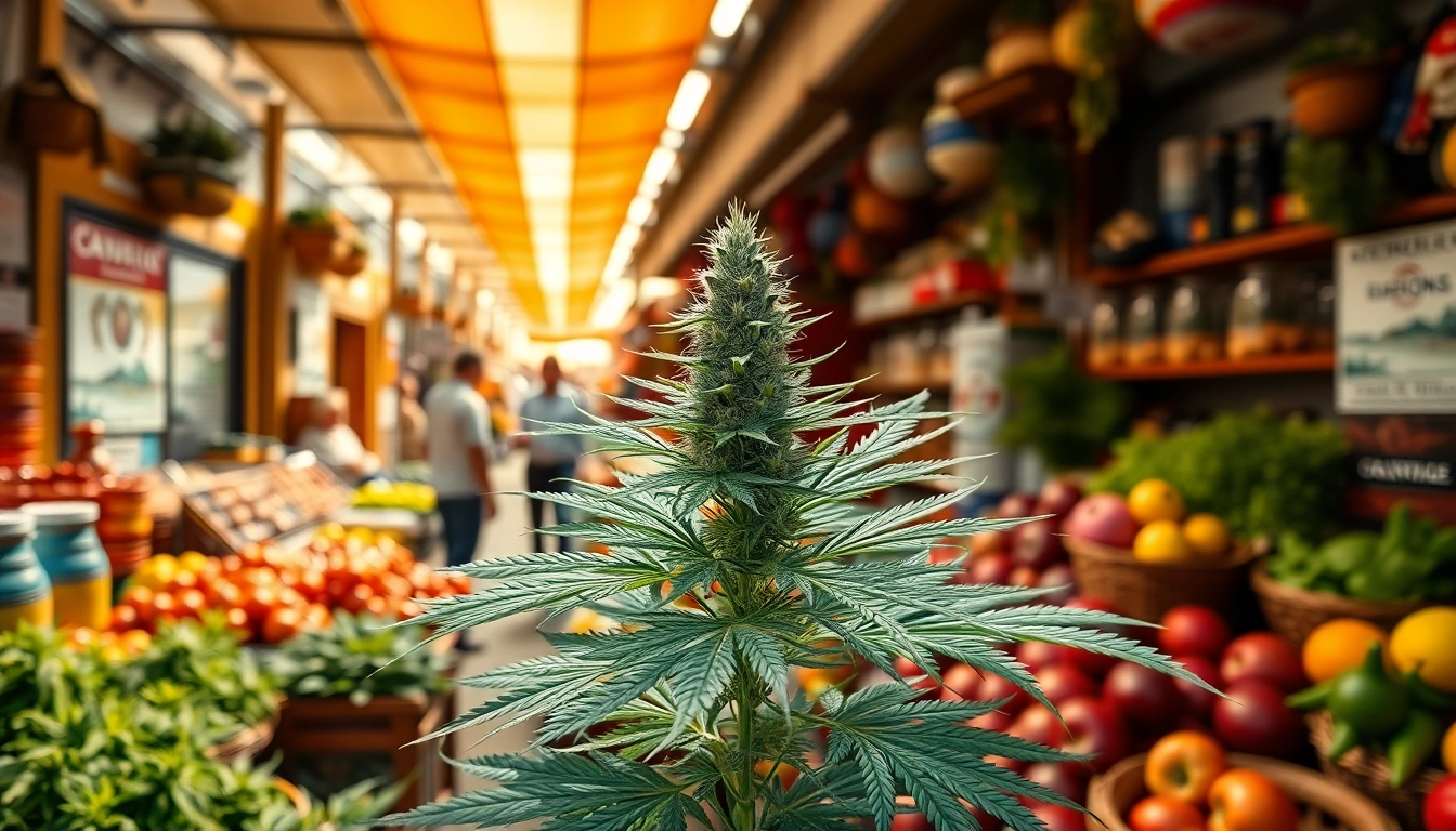 Cannabis espagne thriving in a lively Spanish market with local vendors.