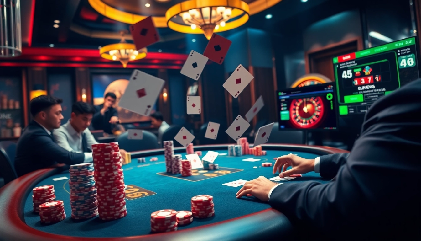 Experience the excitement of Go8 gaming at a professional poker table with vibrant action.