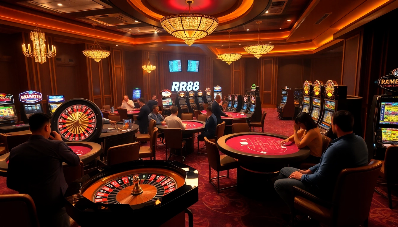 Experience thrilling gameplay at RR88 with vibrant casino tables and exciting betting moments.