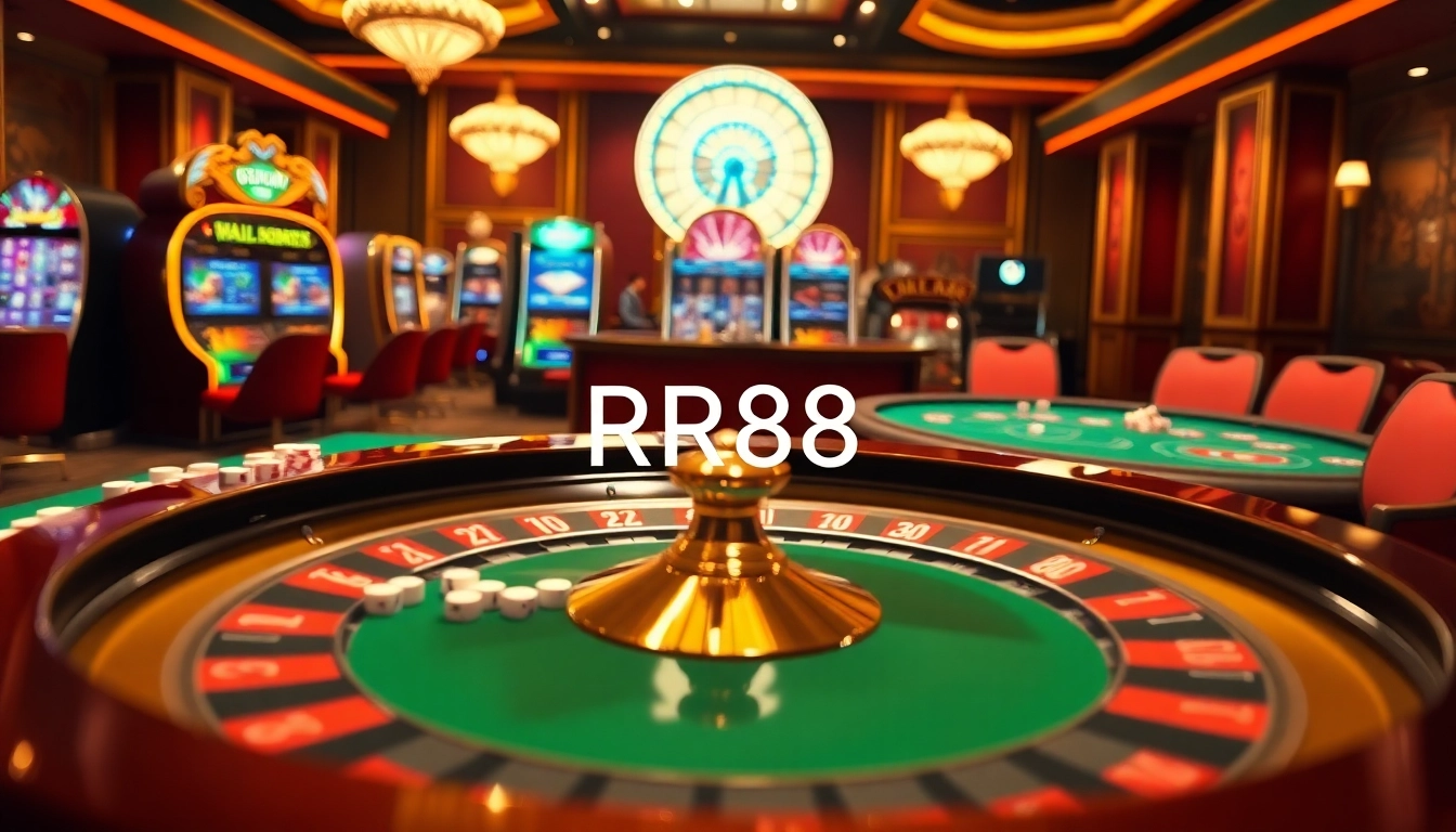 Players engaged in exciting games at RR88's luxurious casino tables.