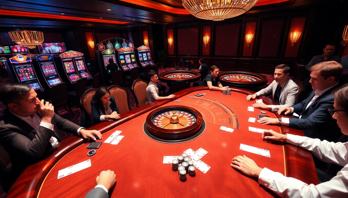 DAGA gamblers enjoying strategic poker gameplay in a luxurious casino setting.