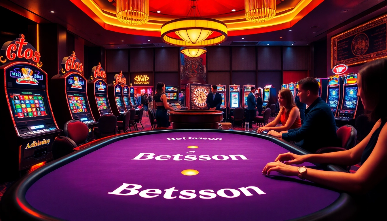 Betsson poker chips and roulette wheels create an enticing casino atmosphere.