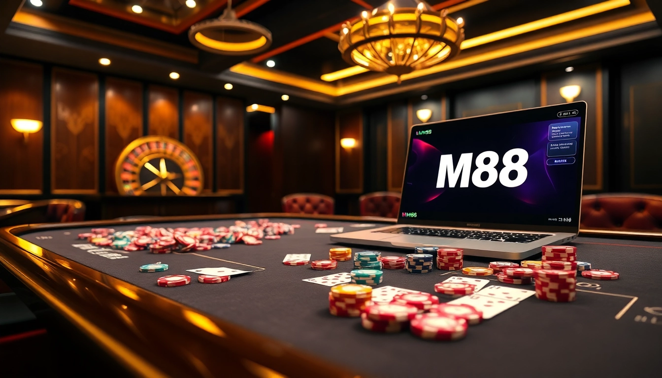 Experience the excitement of MM88 with vibrant casino tables and engaging online gambling interfaces.