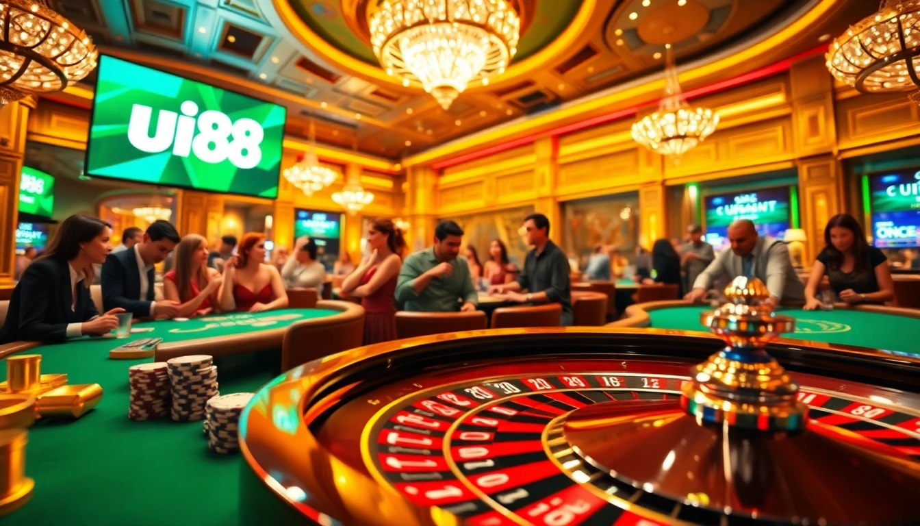 Engaged players at the UU88 casino with vibrant tables and exciting action