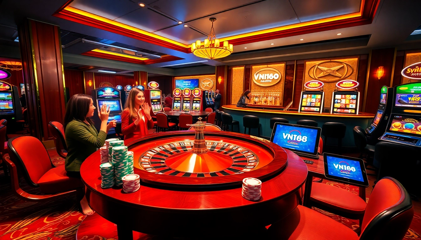 Experience the thrill of winning at vn168, featuring a luxurious casino with roulette and poker.