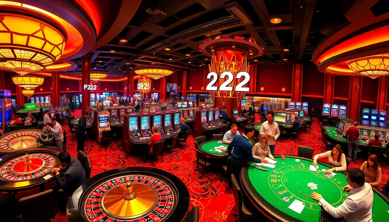 Excited gamblers at PH222 casino tables engaging in vibrant games of chance.