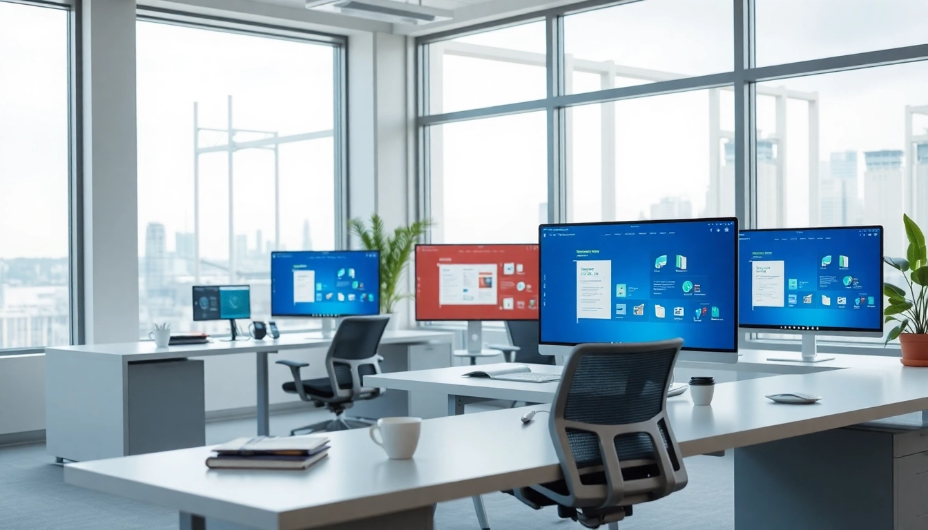 WPS官网下载: Modern office workspace showcasing WPS Office software for efficient productivity.