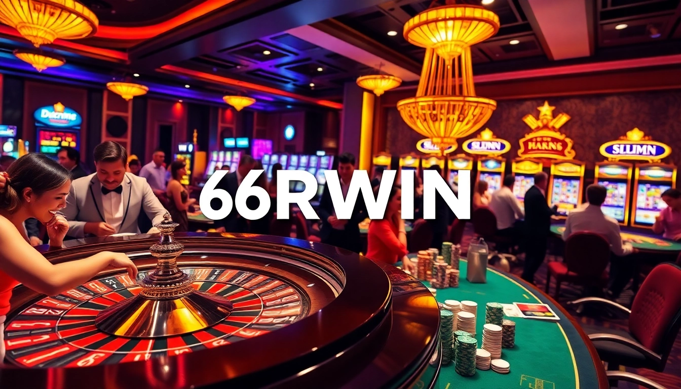 Experience the thrill of 6RWIN with an upscale casino scene showcasing betting excitement and strategy.
