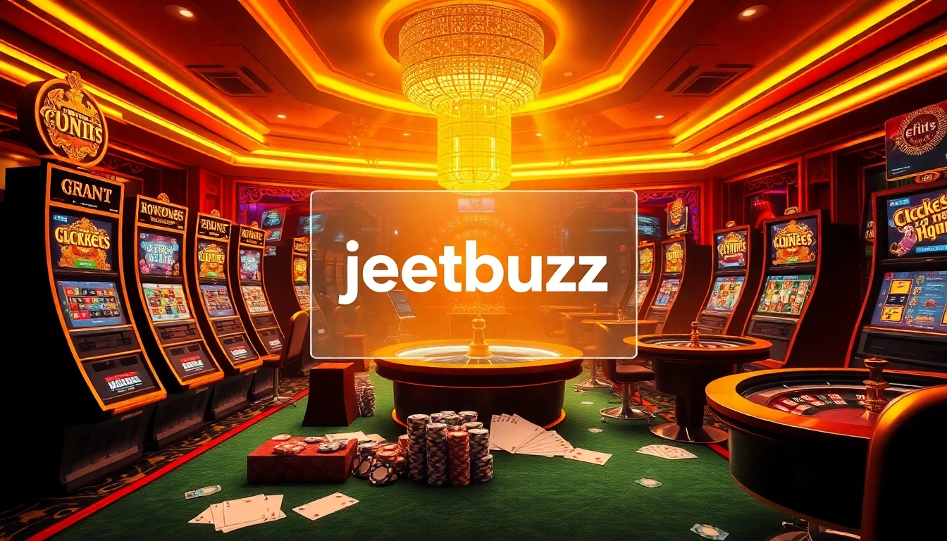 Engage with jeetbuzz in an electrifying digital casino atmosphere showcasing roulette and slot gaming.