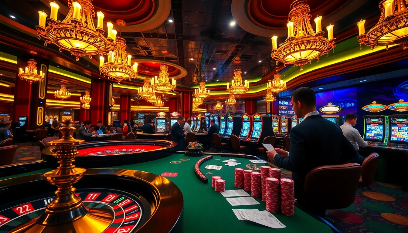 Experience the thrill of 6L777 in an exciting casino scene with poker tables and slots.